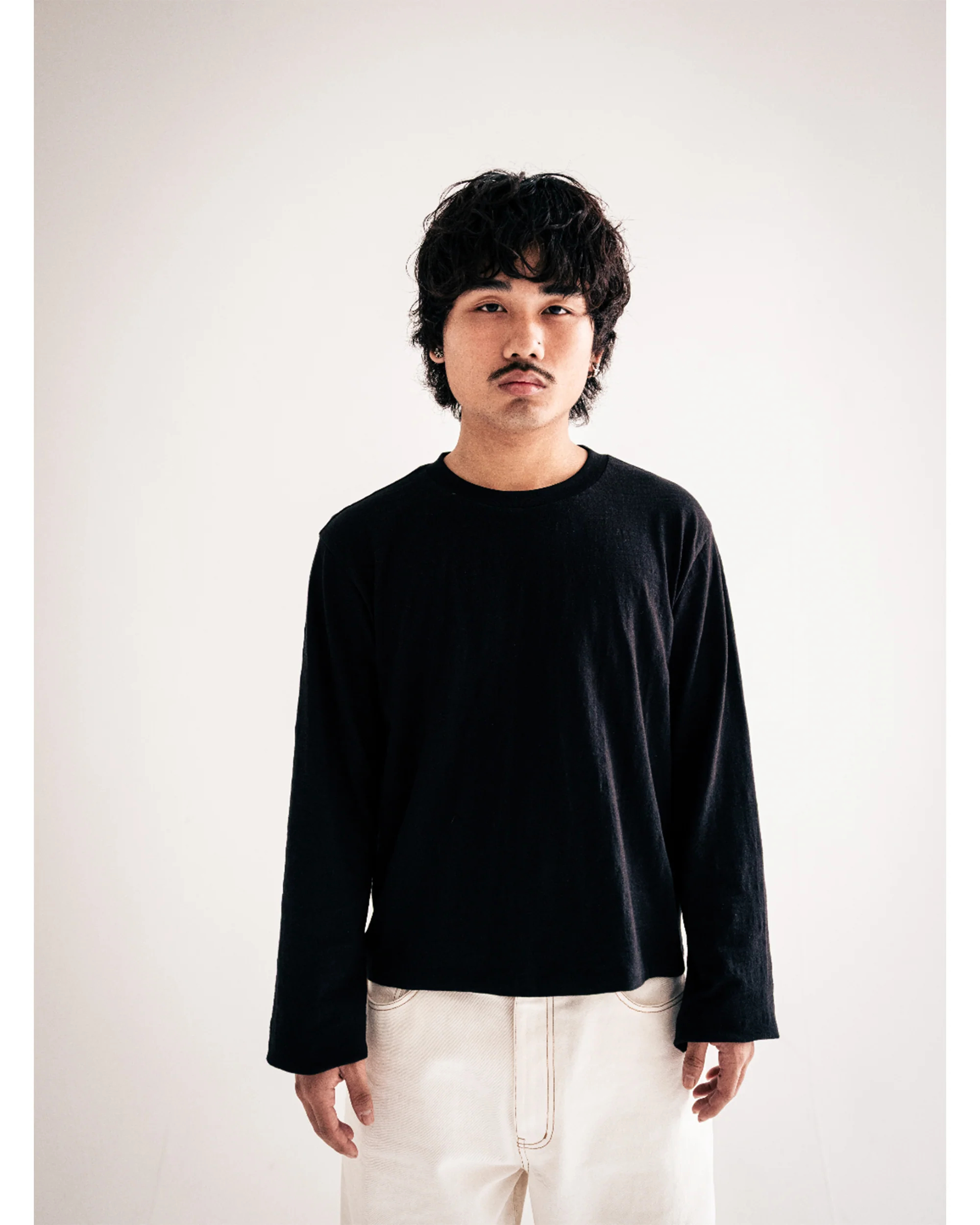 Slub Cotton Long Sleeve - Black - Image 2