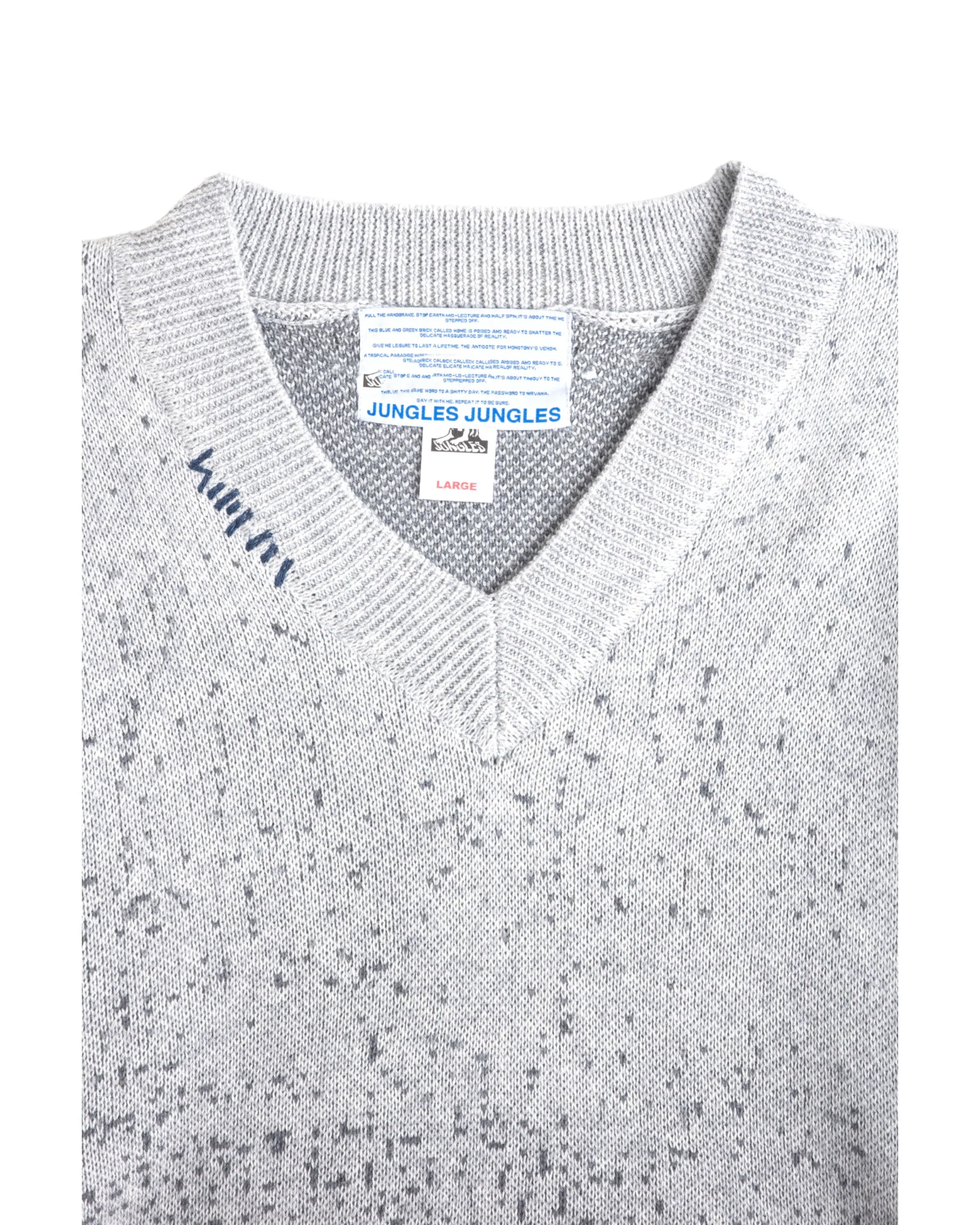 SPECKLE V-NECK SWEATER GREY - Image 4