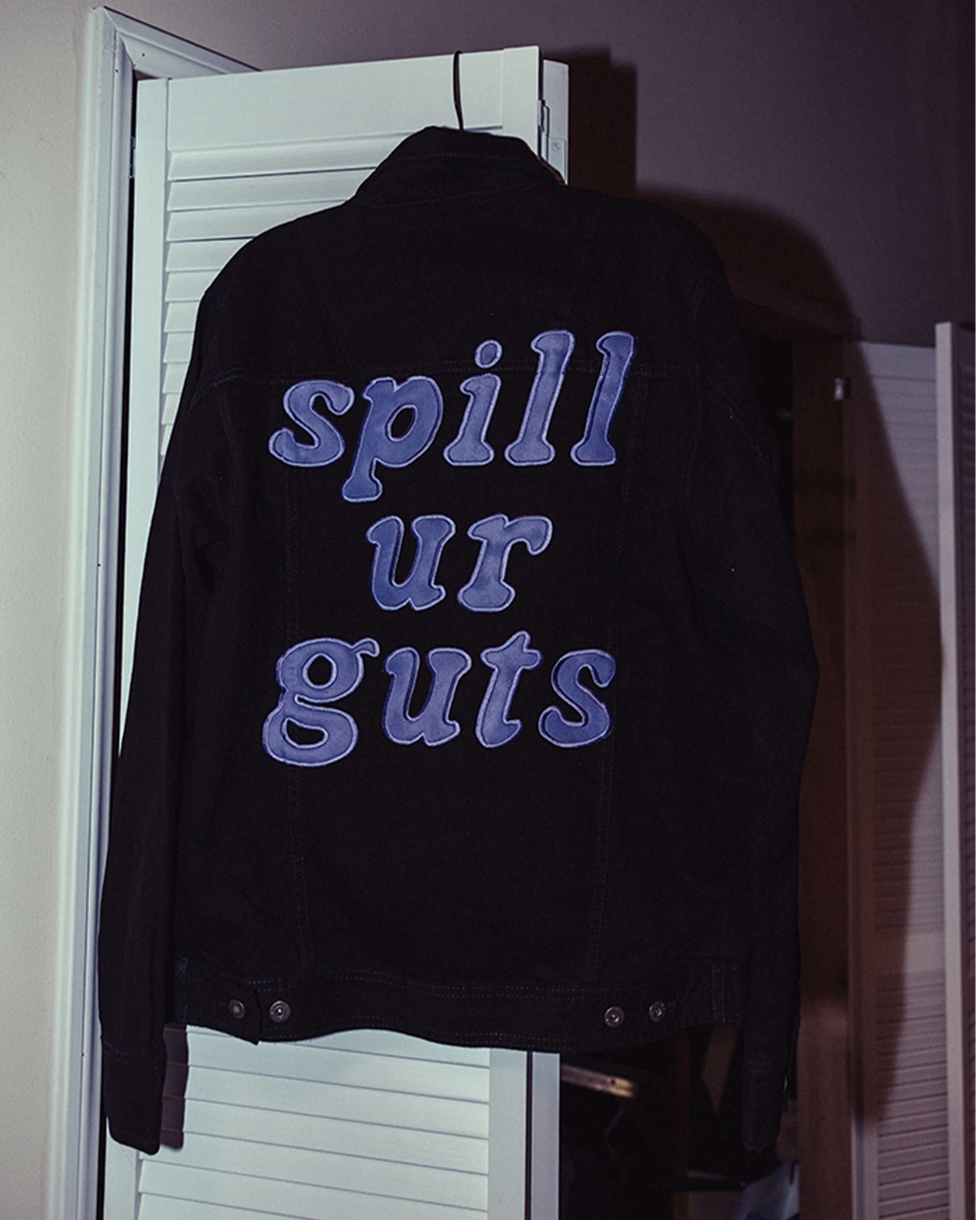 spill ur guts black denim jacket - Image 3