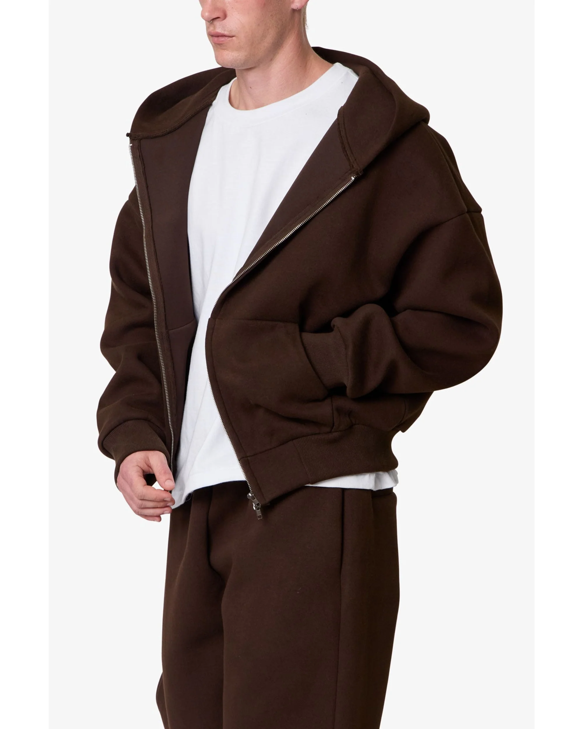 Stiff Lounge Zip Up Hoodie - Brown - Image 4
