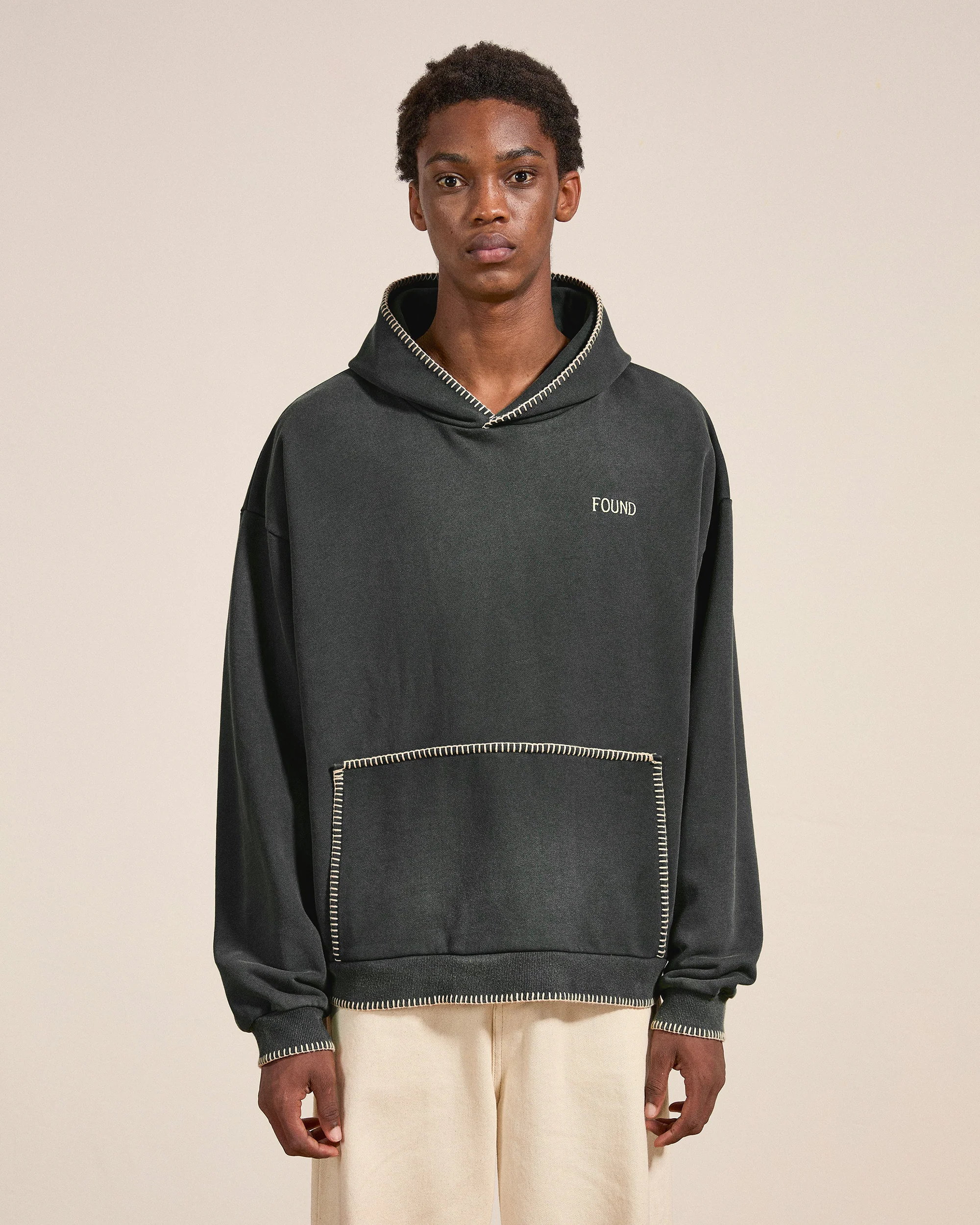 Stitched Border Distressed Logo Hoodie - Image 2