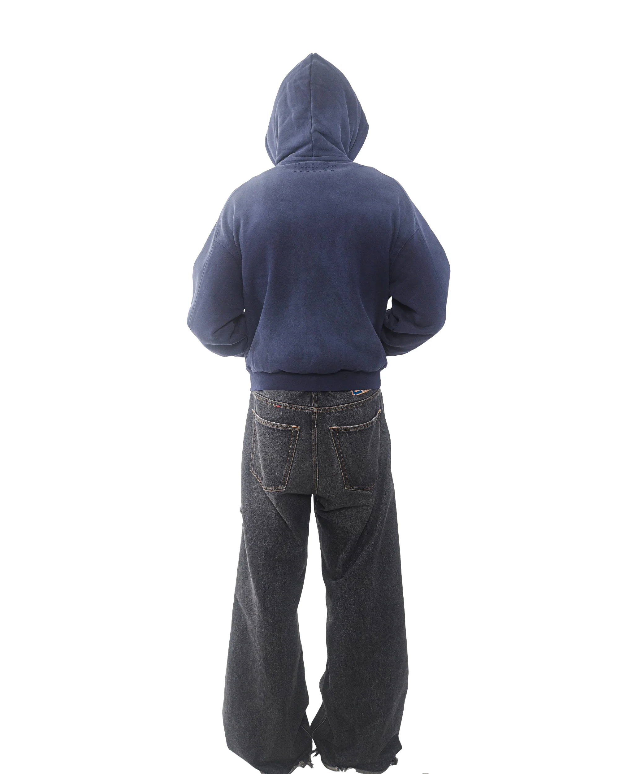 sunfaded navy zip up hoodie - Image 4