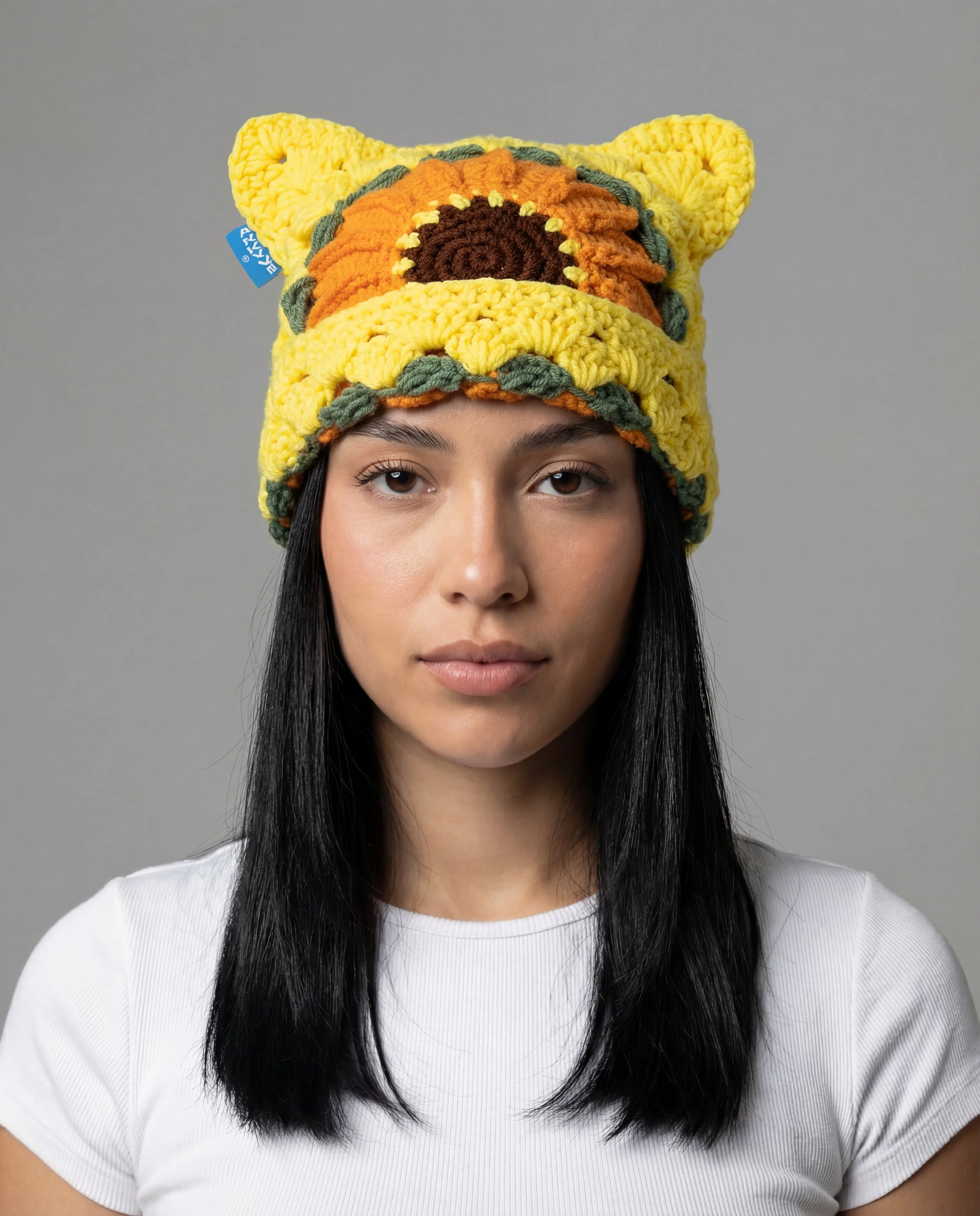 Sunflower Crochet Cat Hat - Image 3
