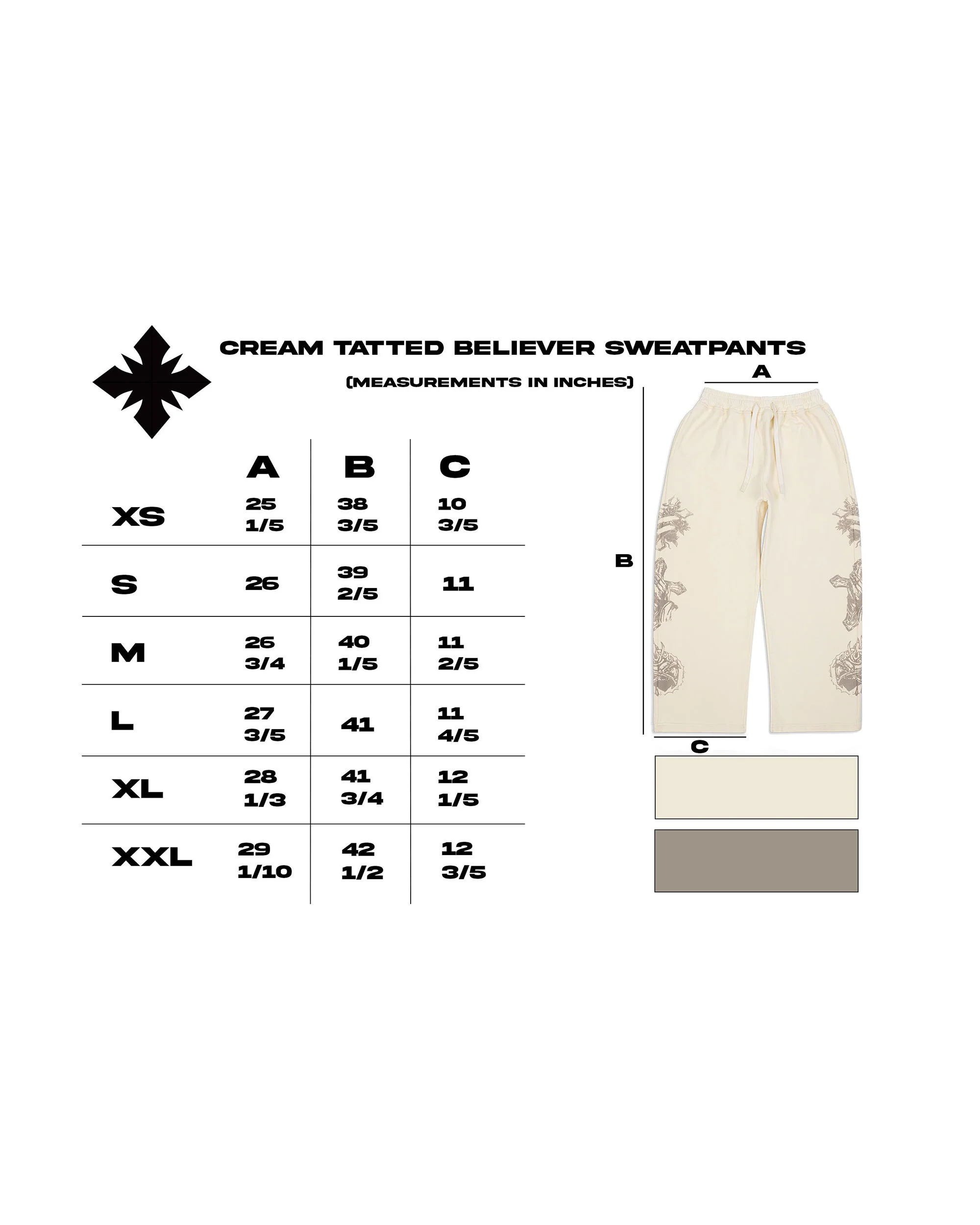 "Tatted Believer" Sweatpants (Cream) - Image 4
