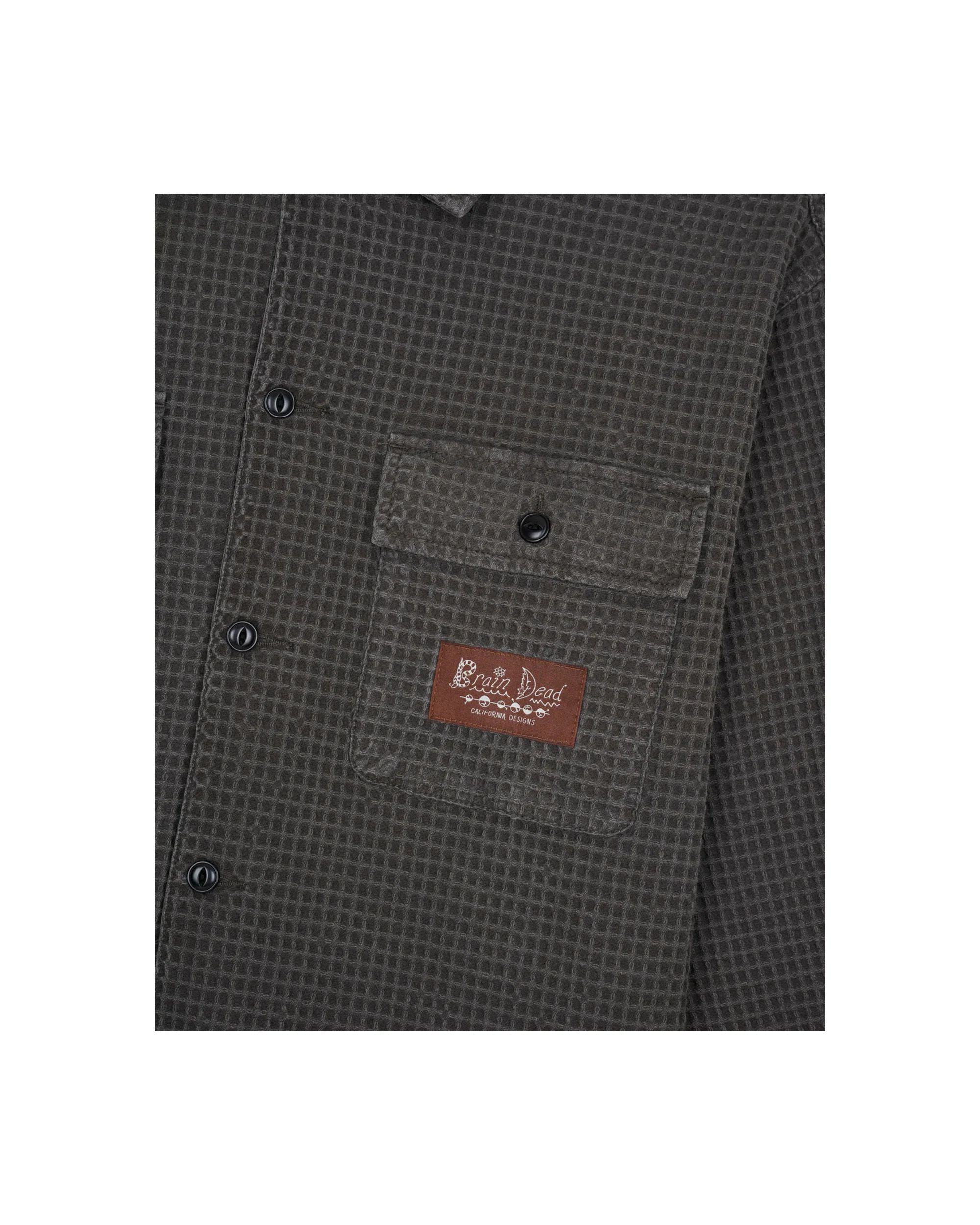 Waffle Button Front Shirt - Clay - Image 6