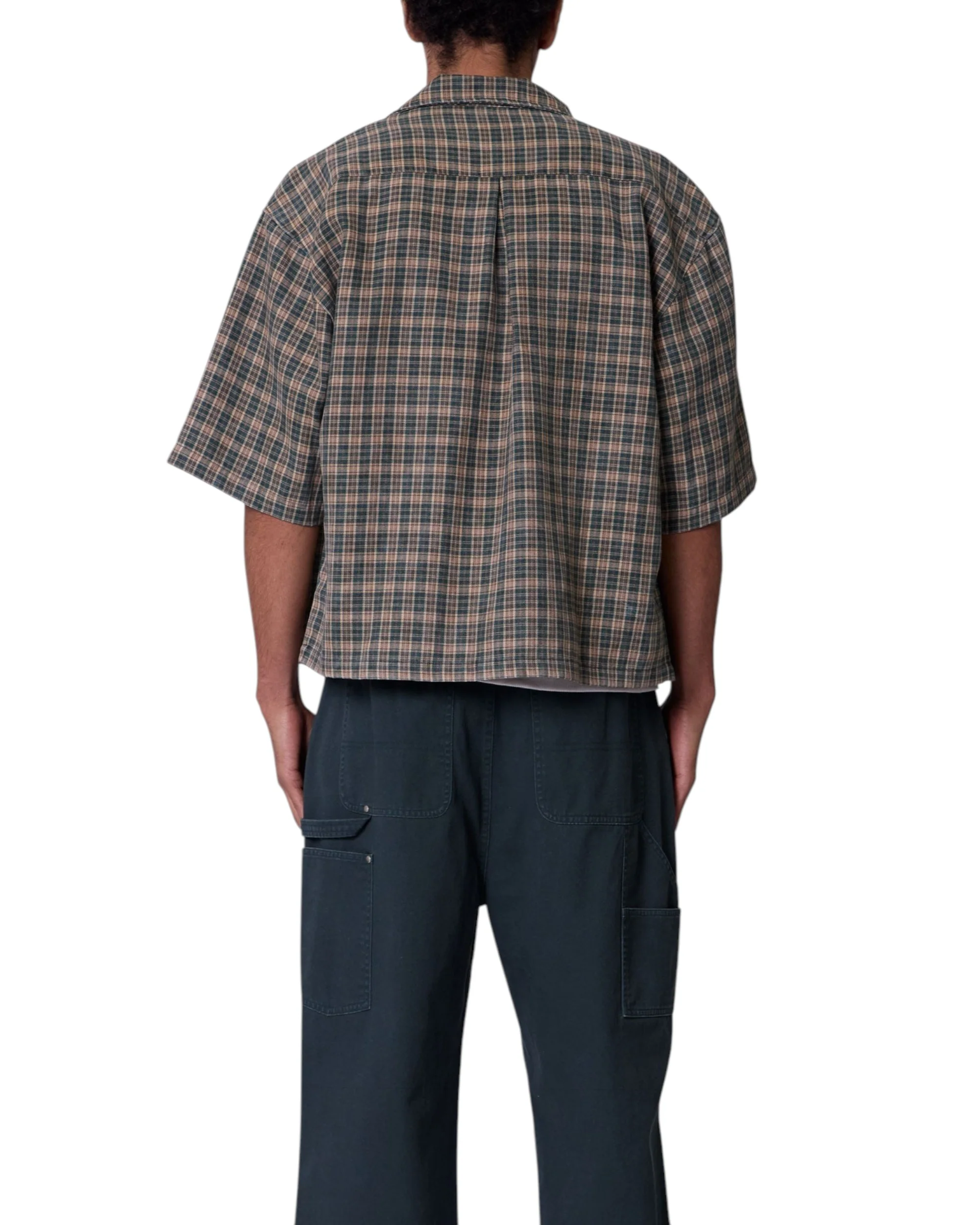 Washed Poplin Over Shirt - Green/Brown - Image 3