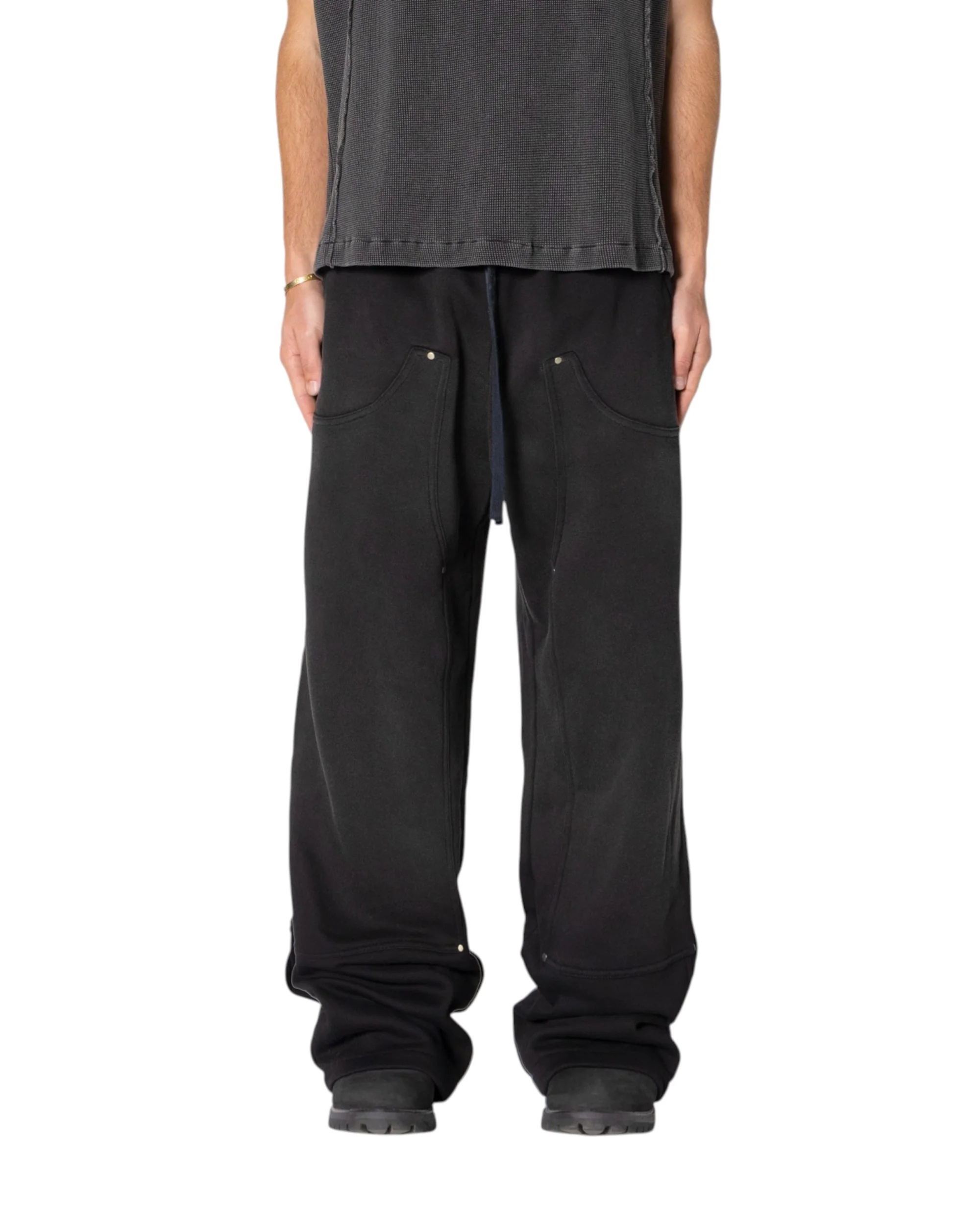 West Double Knee Sweatpants - Washed Black - Image 2