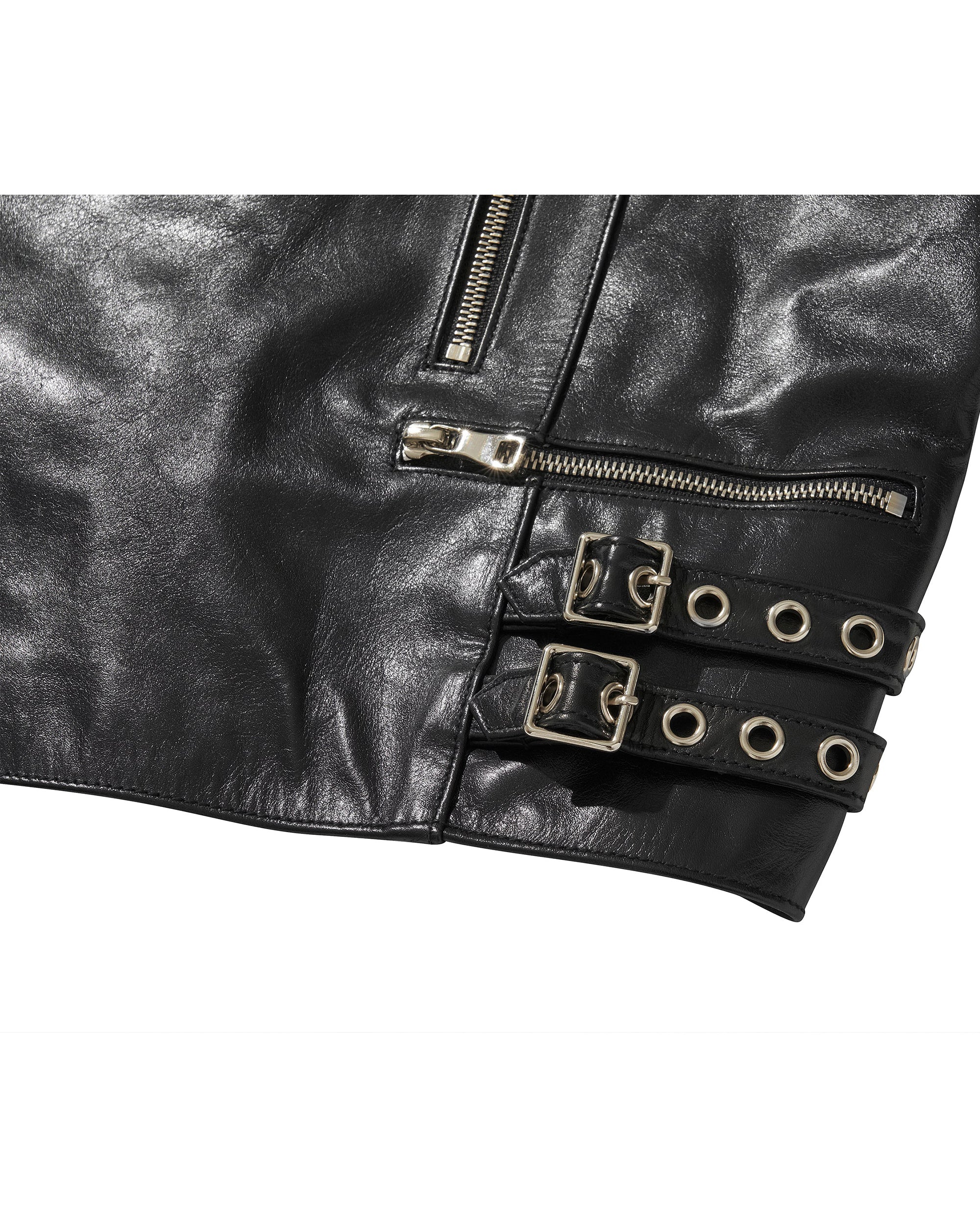 WIDE LEATHER RIDER JACKET / BLACK - Image 10