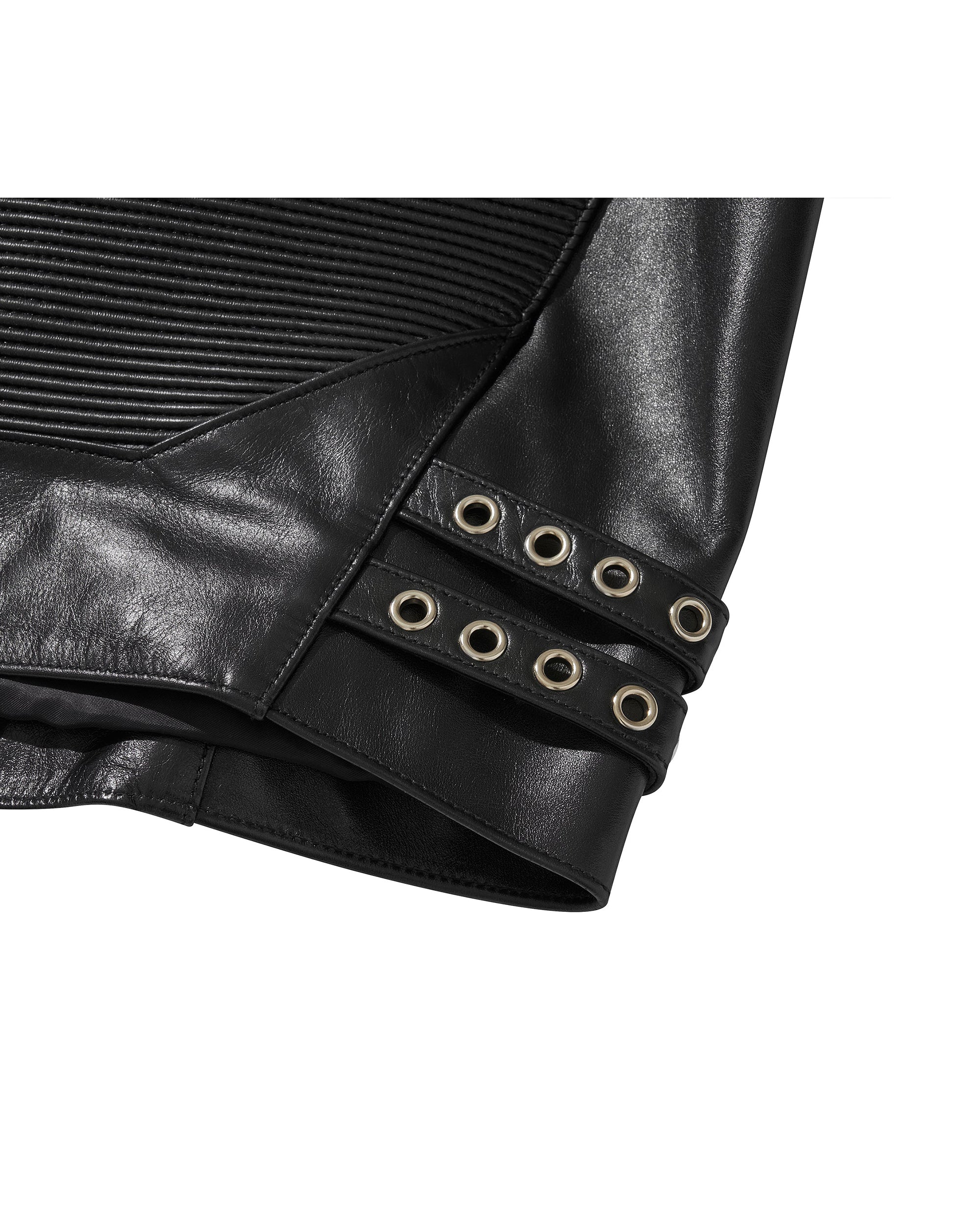 WIDE LEATHER RIDER JACKET / BLACK - Image 20
