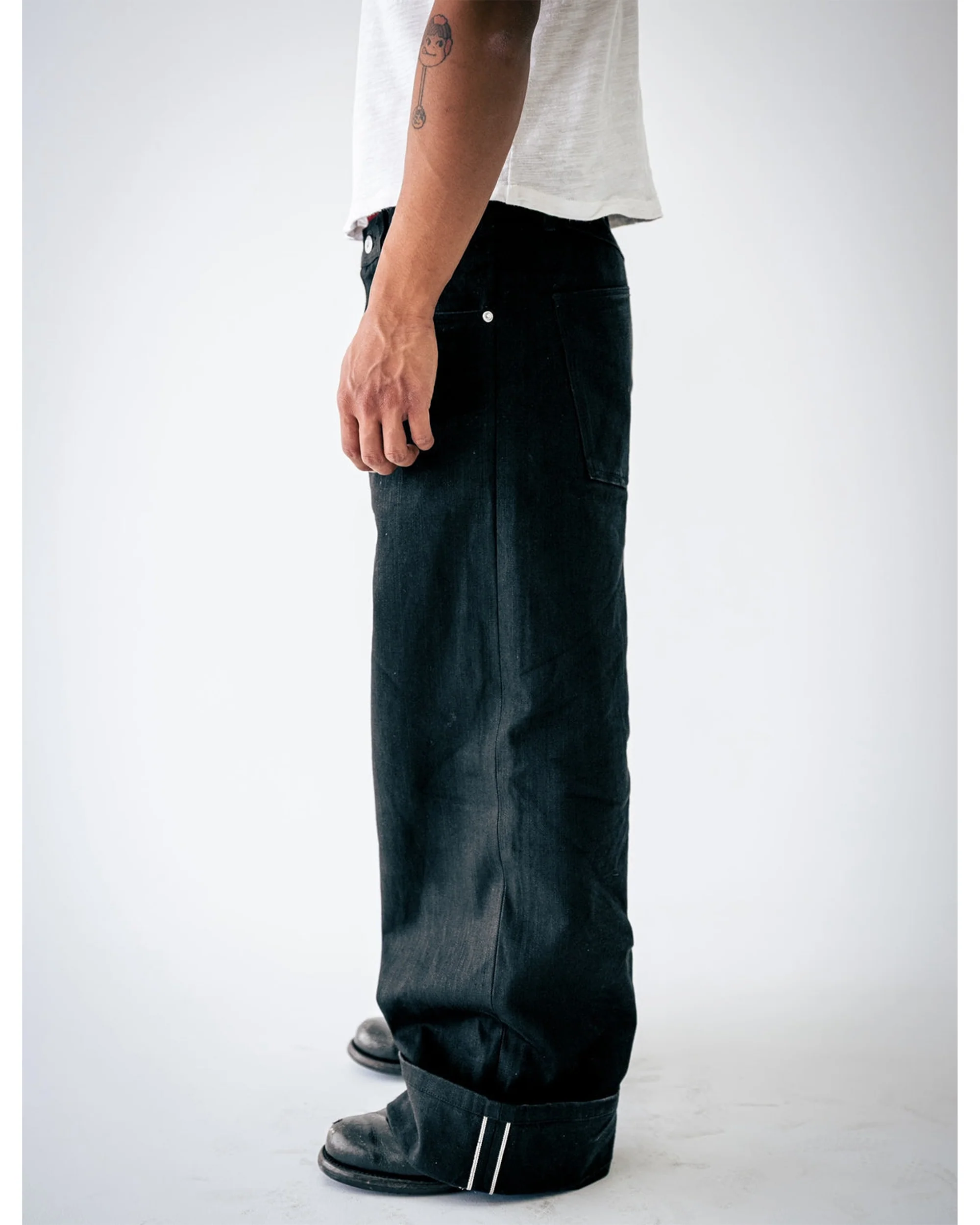 Wide Leg Denim - Jet Black Raw Selvedge - Image 3