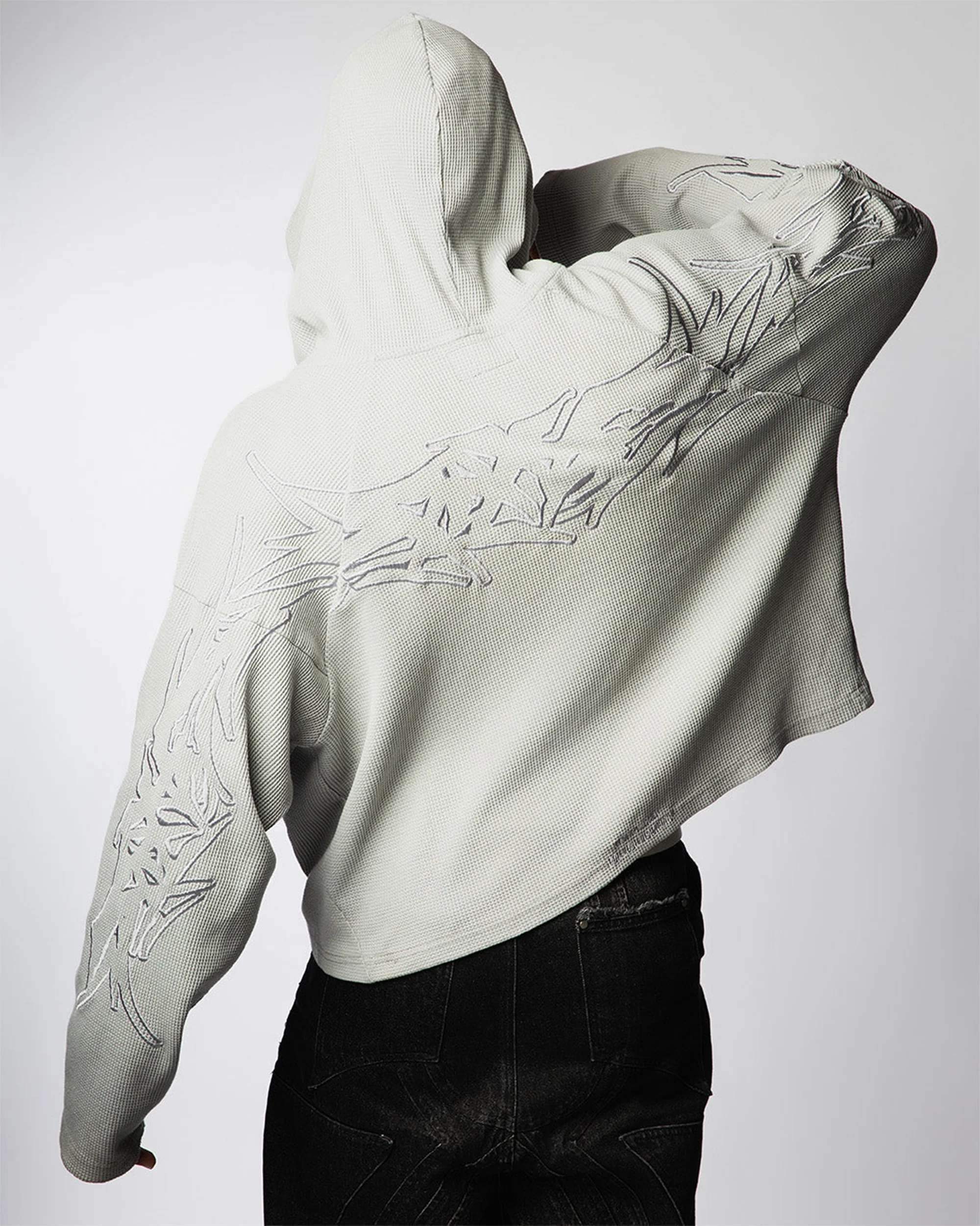 X-RAY THERMAL KNIT HOODIE V2 ( BONES GREY ) - Image 3