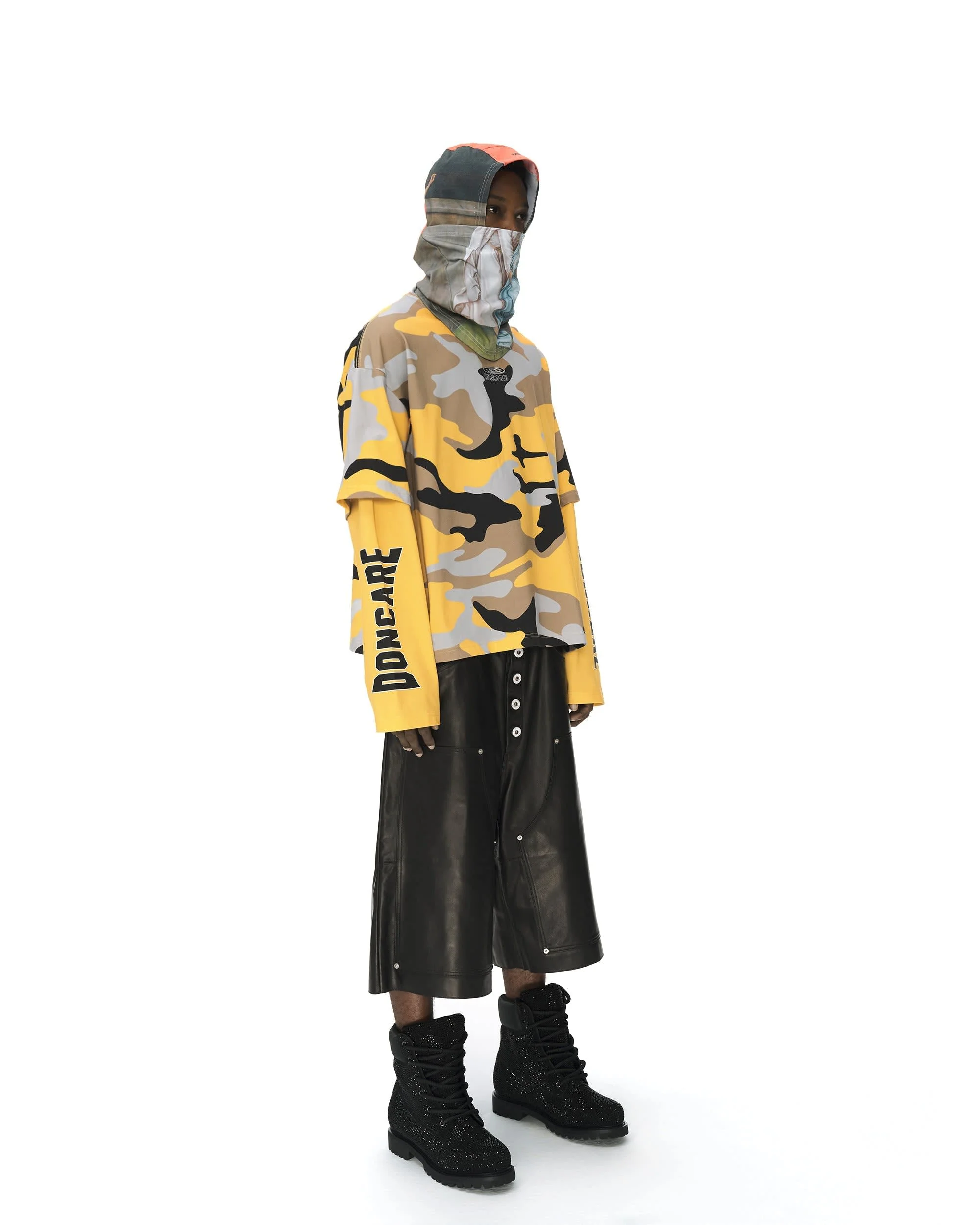 YELLOW CAMO FAUX LAYERED LONG SLEEVE T-SHIRT - Image 4