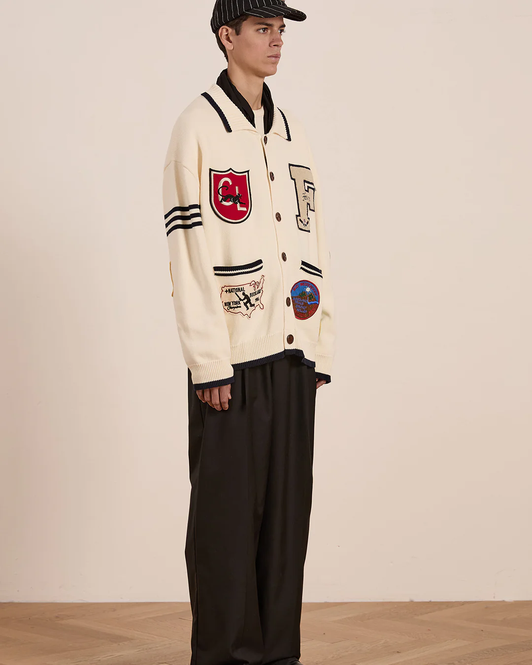 York Varsity Patch Collared Cardigan - Image 8